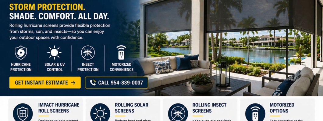 Rolling Hurricane Screens – Storm Protection, Shade & Motorized Screen Systems